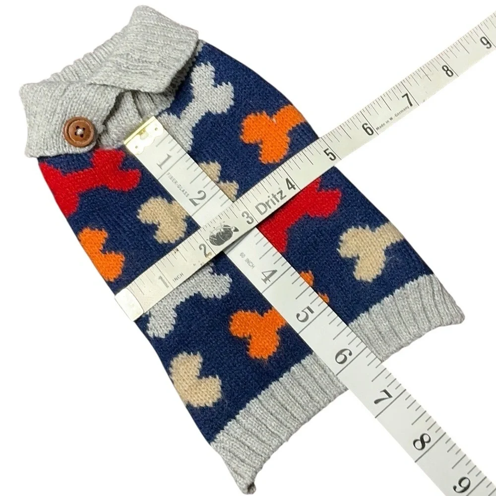 Colorful Knit Dog Sweater with Bone Pattern